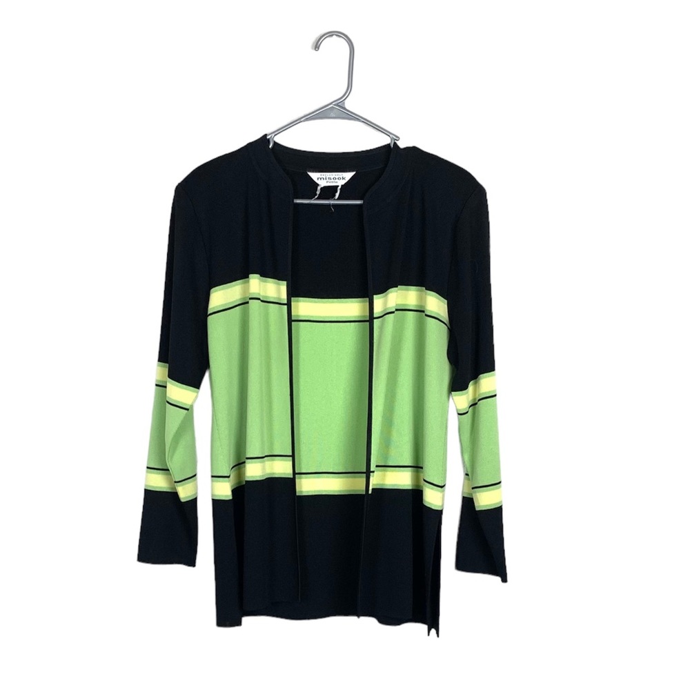 Exclusively misook open front colorblock cardigan size medium petite mature